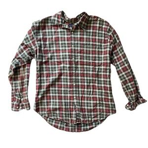 Lands' End Mens Flannel Shirt Size Large Plaid Button Down Long Sleeve
